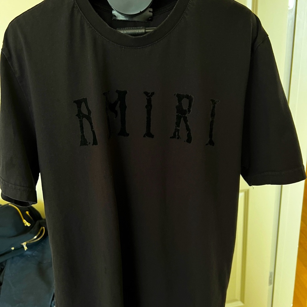Amiri black flocked logo t.shirt